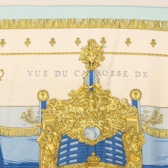 HERMES Carre 90 Scarf ""VUE DU CARROSSE DE LA GALERE LA REALE"" Silk Auth BA6484 - Picture 3 of 15